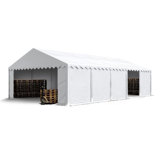 Lagerzelt 5x10 m Industriezelt Unterstand PVC Plane 750 N weiß mit Bodenrahmen