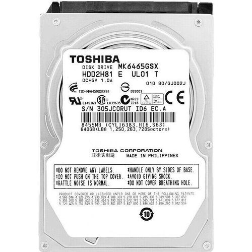 Festplatte Toshiba 640Gb MK6465GSX 8Mb Cache 5400Rpm Sata II 2,5