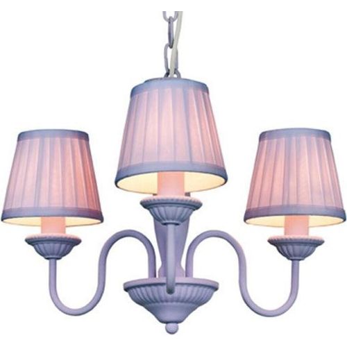 Barock Pendelleuchte mit Plissee-Schirm 3-Flammig, Lila Leuchte Lampe