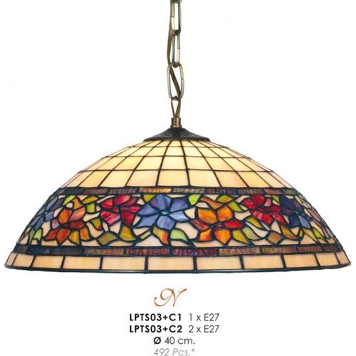 Casa Padrino Tiffany Pendelleuchte Ø 40 cm - Tiffany Hängeleuchte - Tiffany Leuchten, Anzahl Fassungen:1-Flammig