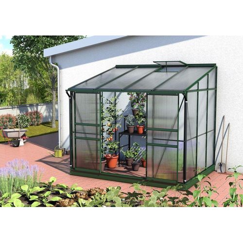 Ida 5200 Alu-Anlehngewächshaus grün HKP 6 mm 5,2 m² incl. Fundament und 1 Dachfenster