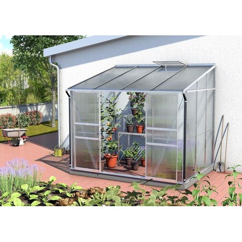 Ida 5200 Alu-Anlehngewächshaus HKP 6 mm Balkon-Gewächshaus 5,2 m² mit Fundament mit 1 Dachfenster