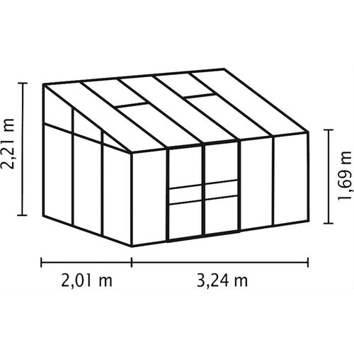 Ida 6500 Alu-Anlehngewächshaus HKP 4 mm Balkon-Gewächshaus 6,5 m² incl. Fundament und 2 Dachfenstern