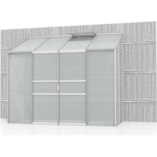 Ida 3300 Alu-Anlehngewächshaus HKP 4 mm 3,3 m² mit Fundament mit 1 Dachfenster