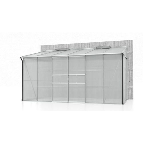 Ida 7800 Alu-Anlehngewächshaus HKP 4 mm Balkon-Gewächshaus 7,8 m² incl. 2 Dachfenstern und Stahlfundament