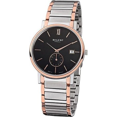 Regent Armbanduhr silber rosegold GM-1409 Herren Analog-Quarzuhr URGM1409