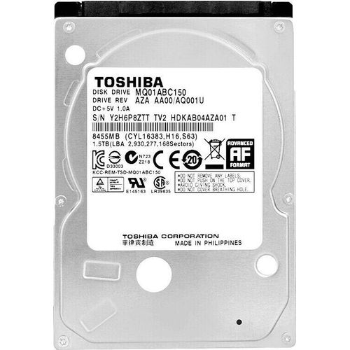 Festplatte Toshiba 1.5Tb MQ01ABC150 8Mb Cache 5400Rpm Sata II 2,5