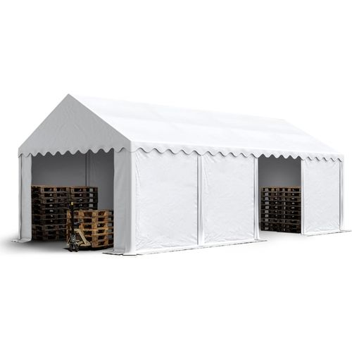 Lagerzelt 4x8 m Industriezelt Unterstand PVC Plane 750 N weiß mit Bodenrahmen