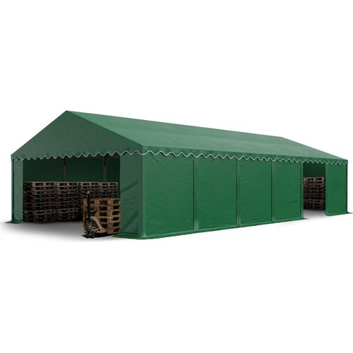 Lagerzelt 6x12 m Industriezelt Unterstand PVC Plane 750 N dunkelgrün mit Bodenrahmen