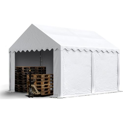 Lagerzelt 3x4 m Industriezelt Unterstand PVC Plane 750 N weiß mit Bodenrahmen
