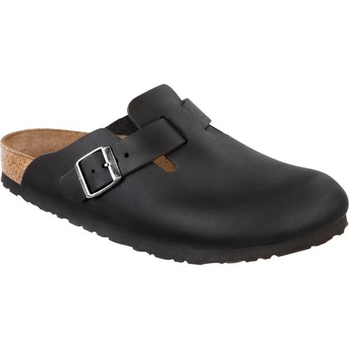 Birkenstock Boston Schmalz Leder Schwarz Schmales Fußbett - Slipper - 59463
