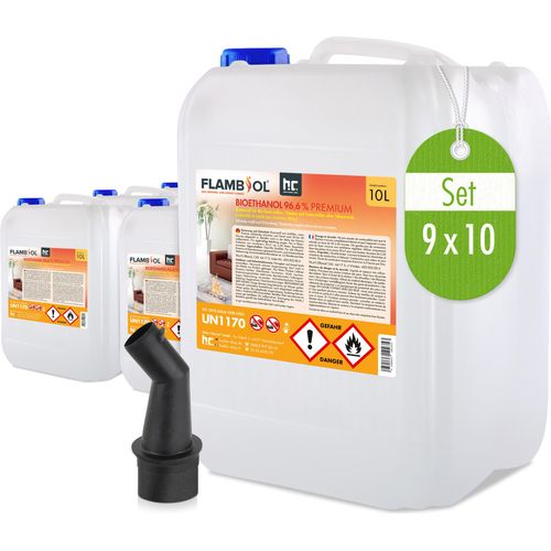 9x 10 L FLAMBIOL® Bioethanol 96,6% Premium für Ethanolkamin