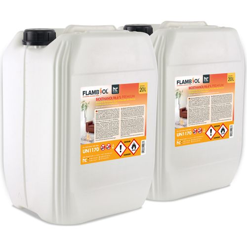 2x 20 L FLAMBIOL® Bioethanol 96,6% Premium für Ethanolkamin in Kanistern