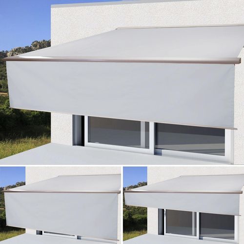Elektrische Vollkassetten-Markise T124, 5x3m ausfahrbarer Volant Acryl Creme
