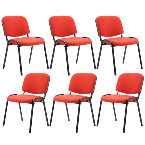 CLP 6er Set Besucherstuhl Ken Stoff stapelbar und mit robustem Metallgestell,rot