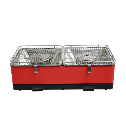 Holzkohle Tischgrill Santorin mit 2 Grillflächen und Aktivbelüftung