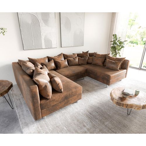 DELIFE Wohnlandschaft Clovis Braun Antik Optik Modulsofa
