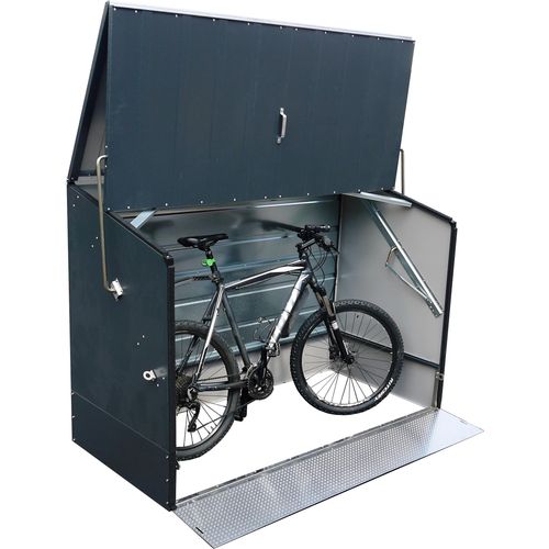 Trimetals Metallgerätehaus Fahrradbox mit klappbarer Einfahrtsrampe für bis zu 3 Fahrrädern, anthrazit
