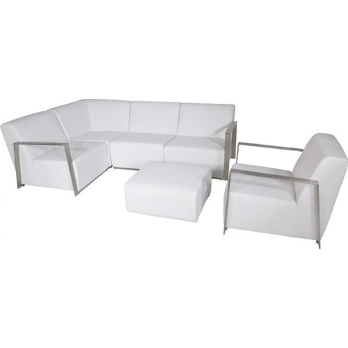Casa Padrino Art Deco Designer Garten Möbel Set Weiß mit Sunbrella Stoff - schnelltrocknend - Luxus Garten Möbel Set