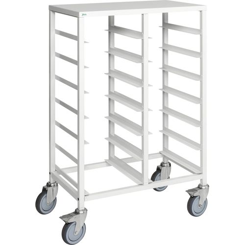 Kongamek Tablettwagen 720x430x1095mm pulverbeschichtet mit Platz für 14 Tabletts