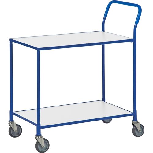 Kongamek Tischwagen mit pulverbeschichtetem Gestell in blau, mit Bremse und 760x430mm Ladefläche