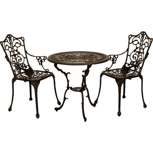 Sitzgruppe Gartenset 3-teilig Jugendstil, Aluguss bronze-antik