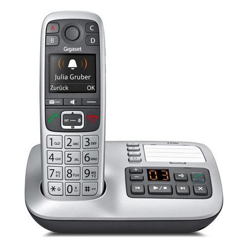 Gigaset E560A, DECT-Telefon, Kabelloses Mobilteil, Freisprecheinrichtung, 200 Eintragungen, Anrufer-Identifikation, Schwarz, Silber