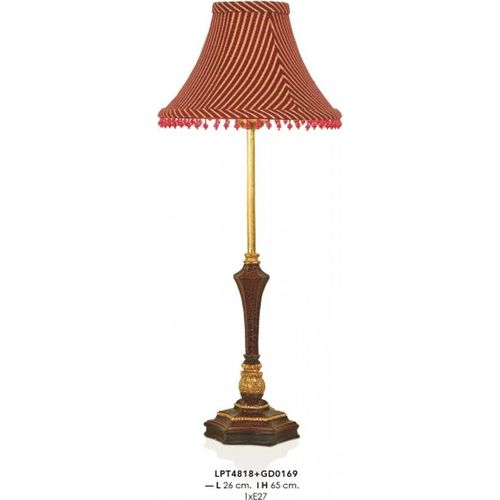 Casa Padrino Barock Tischleuchte Rot / Gold 26 x H 65 cm - Luxus Tisch Leuchte - Nostalgisch und prunkvoll