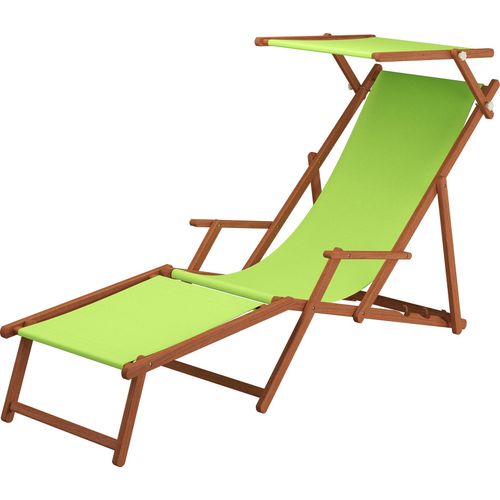 Sonnenliege pistazie Liegestuhl Fußteil Sonnendach Gartenliege Holz Deckchair Gartenmöbel 10-306 F S