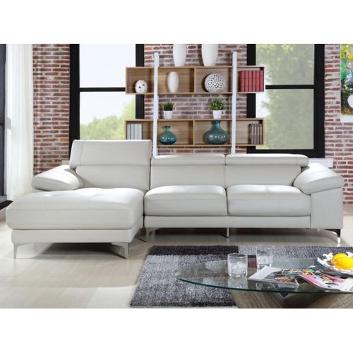 Ecksofa - Ecke Links - Leder - Weiß - SOLANGE
