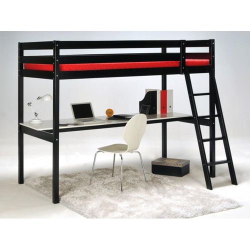 Hochbett ASPEN mit Schreibtisch / Hochbett 90x190 - Schwarz