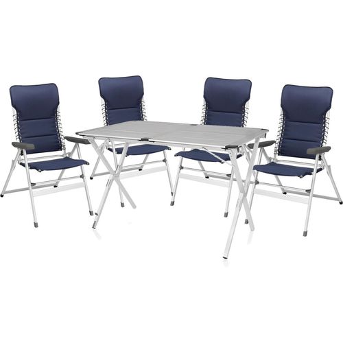 Hochlehner Campingstühle 4er Set und Alu Klapptisch - bequeme XXL Outdoor Stühle