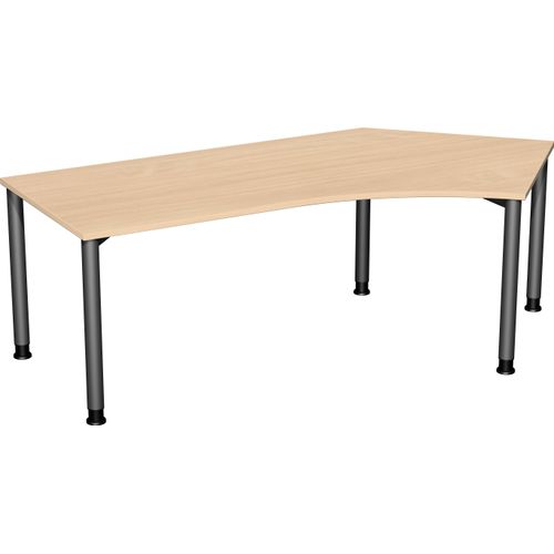 Schreibtisch 135° rechts höhenverstellbar, 2166x1130x680-800, Buche/Anthrazit