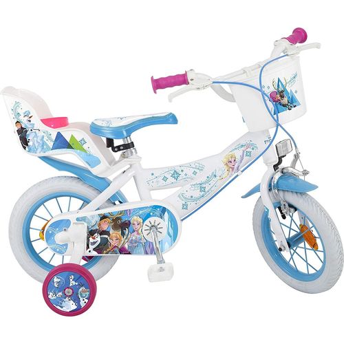 Disney Kinderfahrräder Mädchen Frozen 12 Zoll 21 cm Mädchen Felgenbremse Weiß/Blau