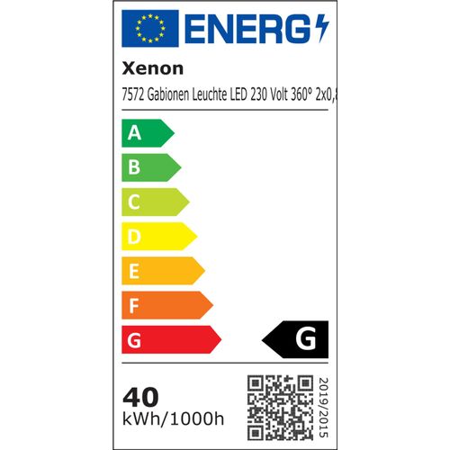 7572 Gabionen Leuchte LED 230 Volt 360° 2x0,85m Warm Weiß
