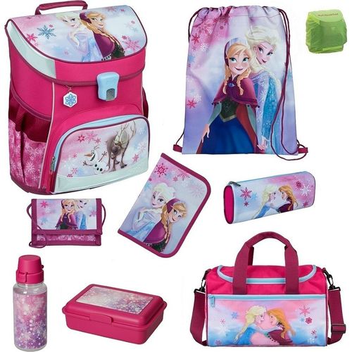Disney Die Eiskönigin Schulranzen für Mädchen Scooli Campus Fit Schultasche im Set 9 tlg. inkl. Sporttasche Frozen Rosa