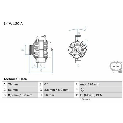 Lichtmaschine von Bosch 120 A (0 986 046 160) Generator Generator Lima, Lima, Lichtmaschine