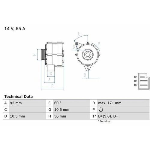 Lichtmaschine von Bosch 55 A (0 986 033 740) Generator Generator Lima, Lima, Lichtmaschine