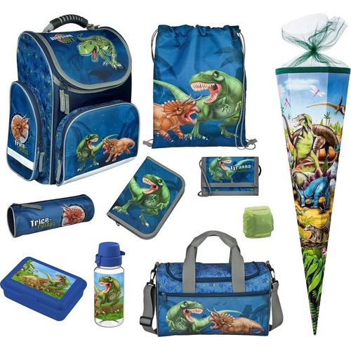 DINOSAURIER Schulranzen Set 10-teilig Modell Clou Ranzen 1. Klasse mit Sporttasche und Schultüte 85cm T-Rex