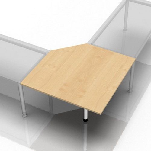 Verkettungsplatte trapezform 120x120cm mit Konsole/Fuß Ahorn/Weiß