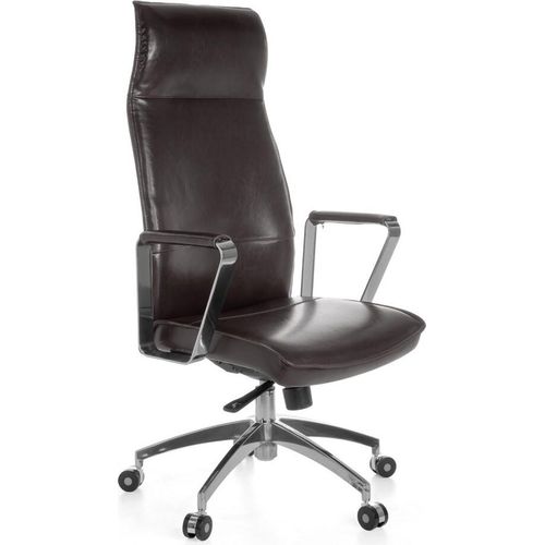 Drehstuhl Bürostuhl Chefsessel AVILA -Echtleder Braun