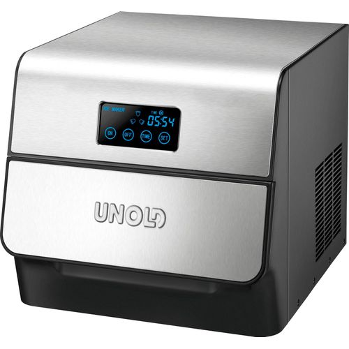 Unold Edel 48955 - Eiswürfelbereiter 1.5l, Rostfreier Stahl, 1 Load, Eiswürfel in 1 h, Touch Display