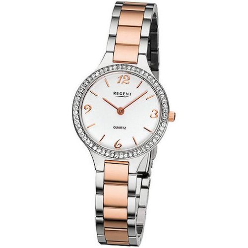 Regent Armbanduhr silber rosegold F-1064 Damen Analog-Quarzuhr URF1064
