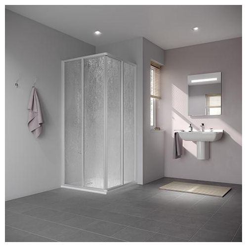 Kermi Eckeinstieg-Hälfte Nova 2000 2-teilig 700x1850mm silber Fontana hell