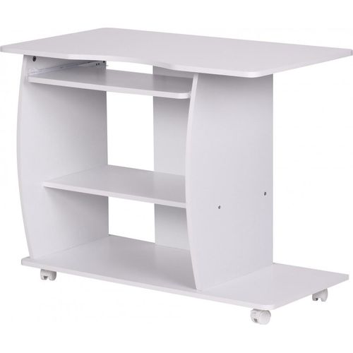 Computertisch - DOLLY - Nachbildung Weiss mit Rollen 90 cm