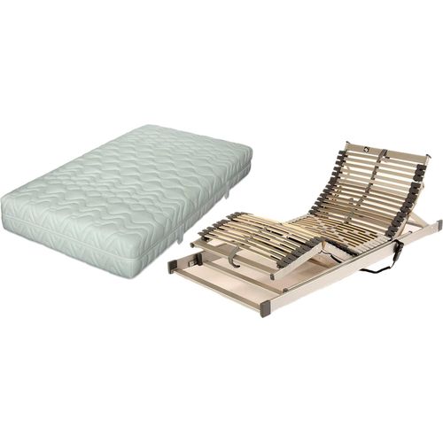 Set bestehend aus: Malie POLAR H3 5-Zonen Tonnentaschenfederkernmatratze in 140 x 200 cm plus elektrisch verstellbarer Motorlattenrost S-leepline Techno-Flex-EL mit SMPS in 140 x 200 cm | fertig montiert und