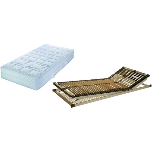Set bestehend aus: Malie BIGSTAR XXL H4 5-Zonen Tonnentaschenfederkernmatratze in Überlänge 140 x 220 cm plus verstellbarer Lattenrost S-leepline Techno-Flex in Überlänge 140 x 220 cm – fertig montiert und lieferbar