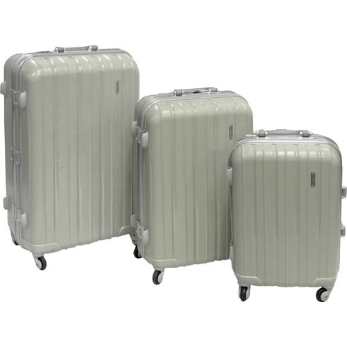Koffer Trolley Set 3-er Reisekoffer Beige mit Alurahmen