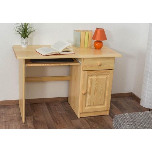 Schreibtisch Kiefer massiv Vollholz natur 002 - Abmessung 74 x 115 x 55 cm (H x B x T)