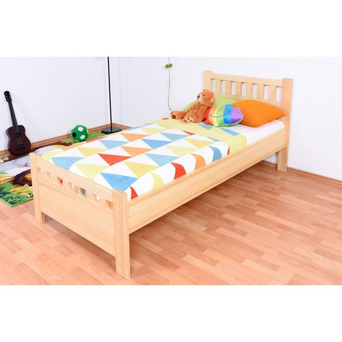 Kinderbett / Jugendbett Kiefer massiv Vollholz natur 68, inkl. Lattenrost - 90 x 200 cm (B x L)